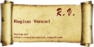 Regius Vencel névjegykártya